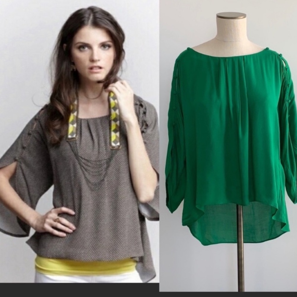 Anthro Maeve kelly green braxton button sleeve